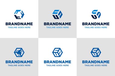 TTT UUU VVV Hexagon Logo Kümesi, yapıyı, dengeyi ve modern kimliği sembolize eder