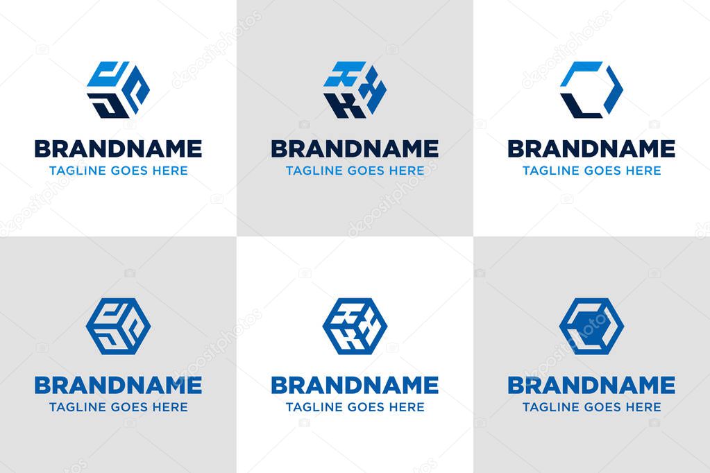Letters JJJ KKK LLL Hexagon Logo Set, symbolizing structure, balance, and modern identity