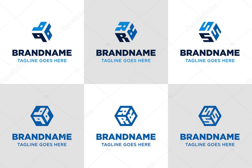Letters QQQ RRR SSS Hexagon Logo Set, symbolizing structure, balance, and modern identity