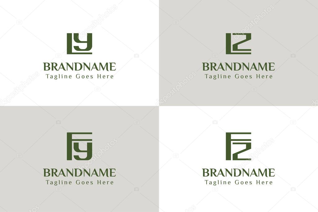 Letters LY LZ FY FZ Monogram Logo, for YL ZL YF ZF initials