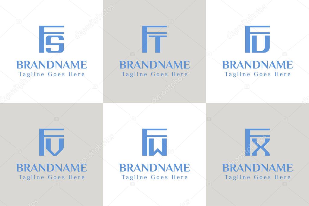 Letters FS FT FU FV FW FX Monogram Logo, for SF TF UF VF WF XF initials