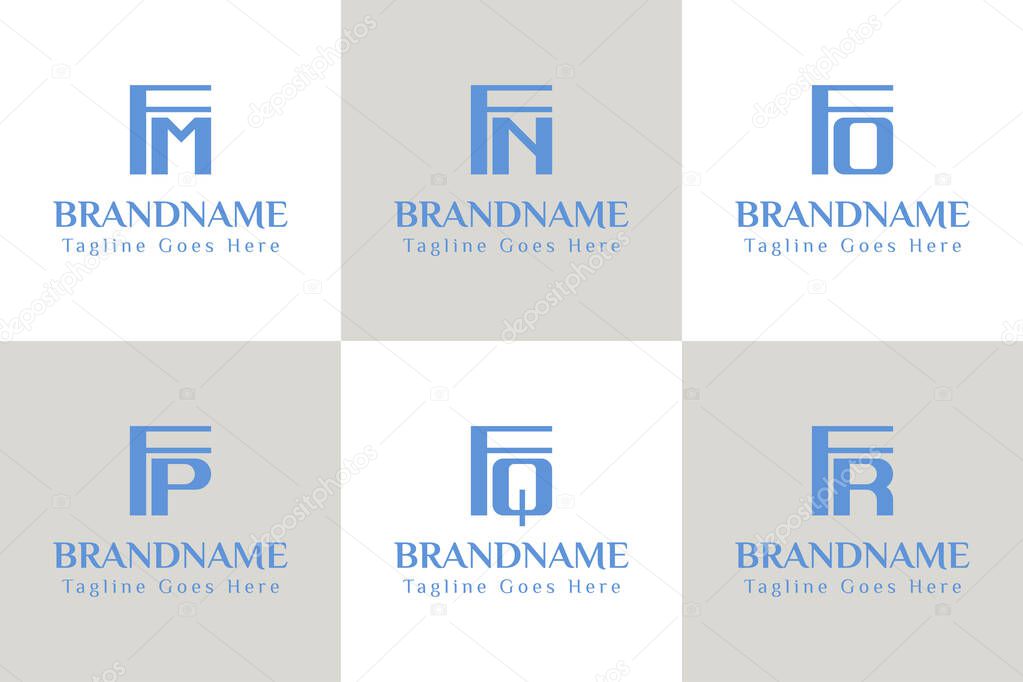 Letters FM FN FO FP FQ FR Monogram Logo, for MF NF OF PF QF RF initials