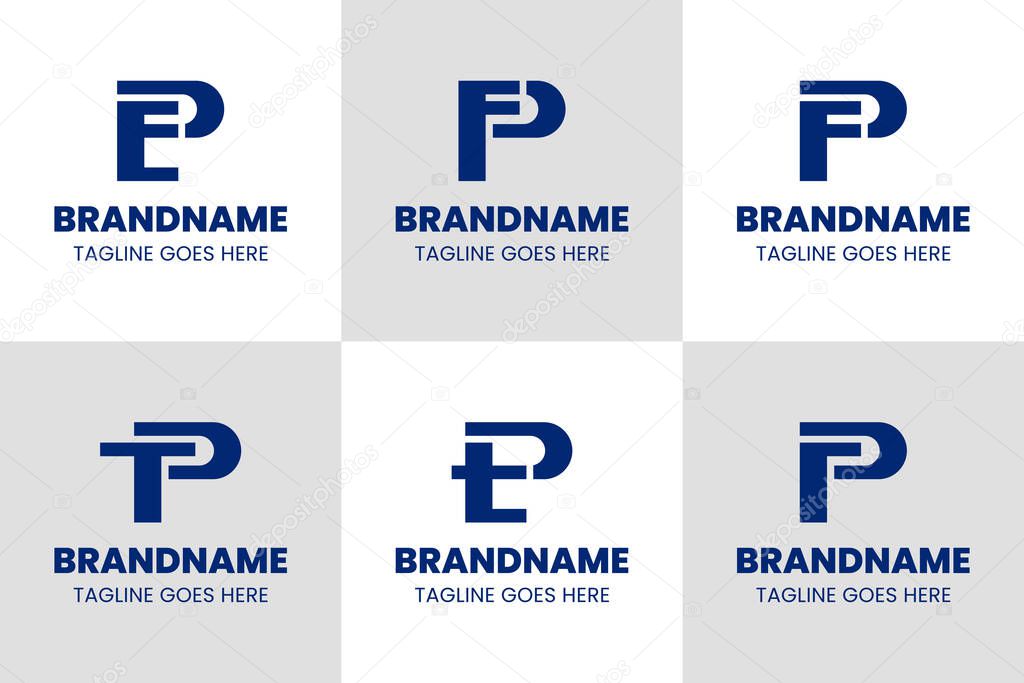 Letters PE PF PT PR Monogram Logo Set, for any brand with EP FP TP RP initials