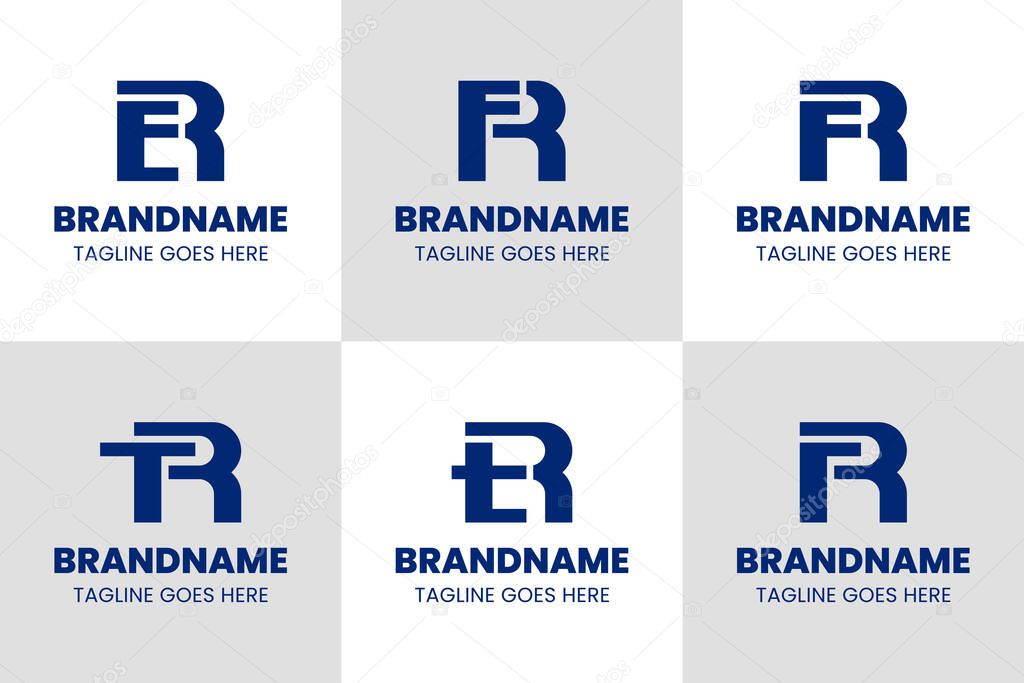 Letters RE RF RT RR Monogram Logo Set, suitable for any brand with RE ER RF FR RT TR RR R initials