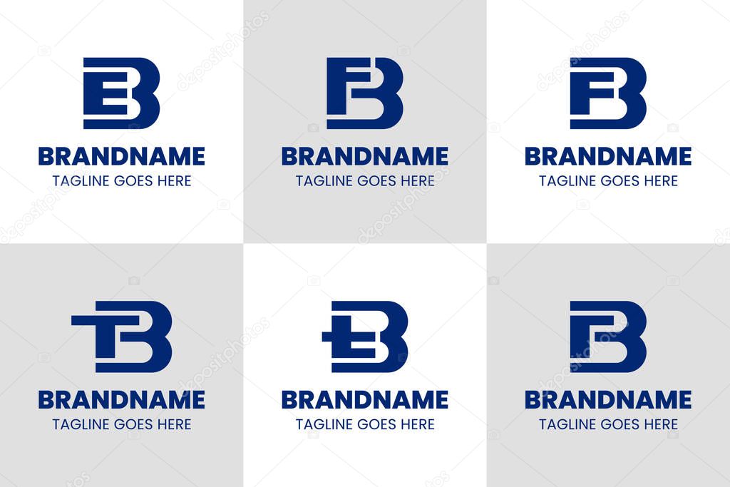 Letters BE BF BT BR Monogram Logo Set, suitable for any brand with BE EB BF FB BT TB BR RB initials