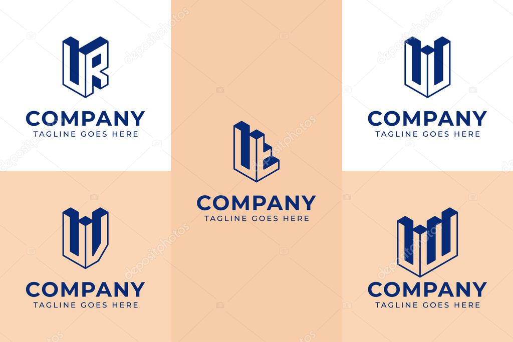 Letters UR UT UU UV UW 3D Logo Monogram, for RU TU UU VU WU initials