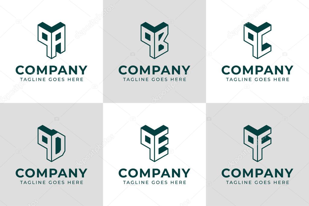 Letters QA QB QC QD QE QF 3D Logo Monogram, for AQ BQ CQ DQ EQ FQ initials