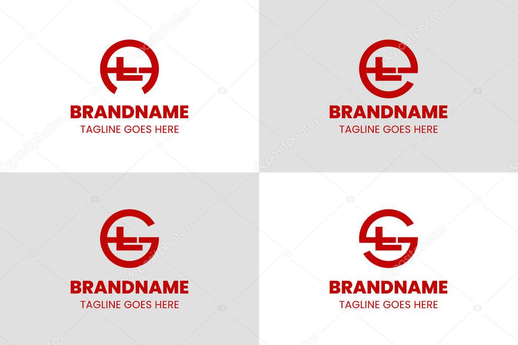 Letters AT ET GT ST Monogram Logo Set, for business with TA TE TG TS initials