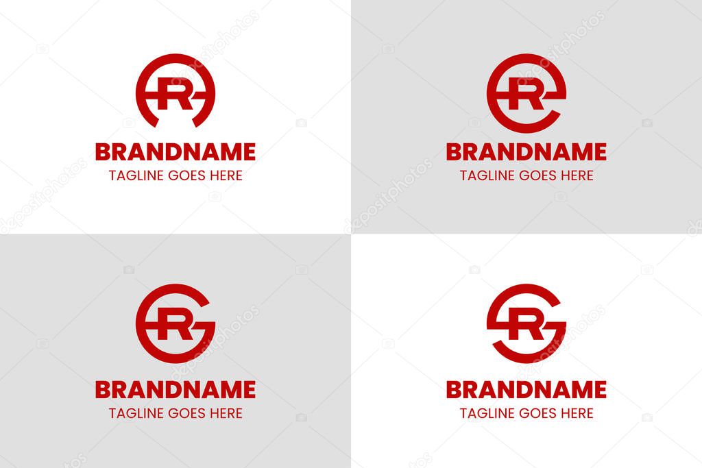 Letters AR ER GR SR Monogram Logo Set, for business with RA RE RG SR initials