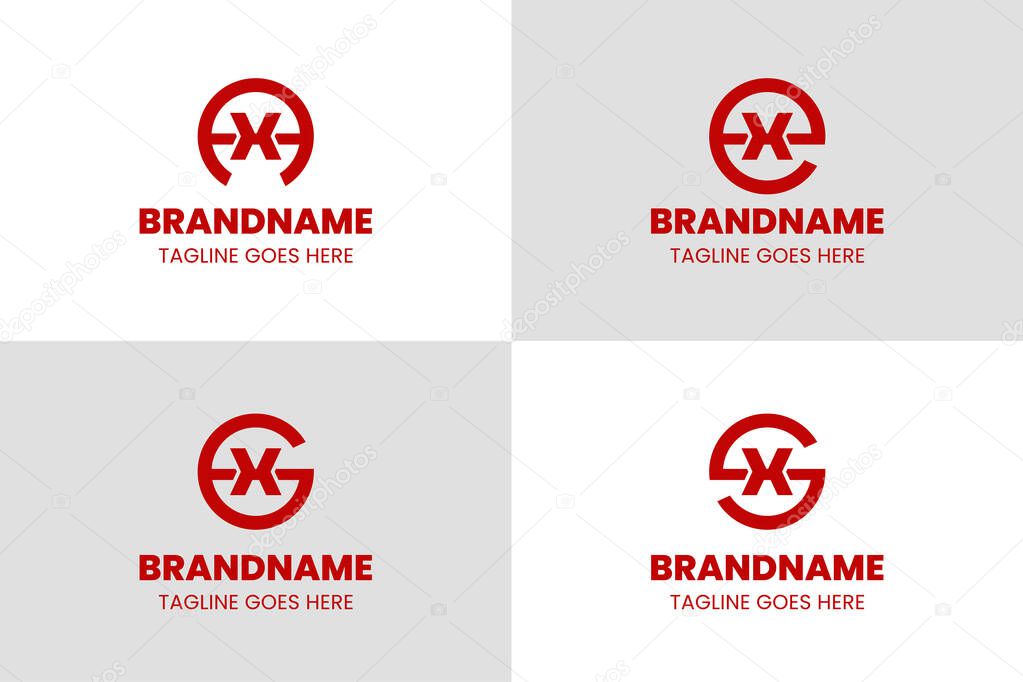 Letters AX EX GX SX Monogram Logo Set, for business with XA XG XG XS initials