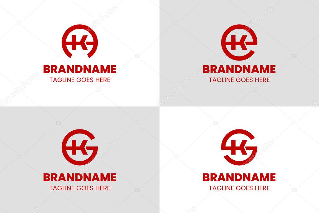 Letters AK EK GK SK Monogram Logo Set, for business with KA KE KG KS initials