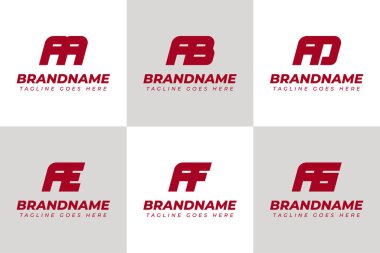 AA AB AD AD AF AG Monogram Logo Set, AA BA DA EA FA GA baş harfleri için uygundur
