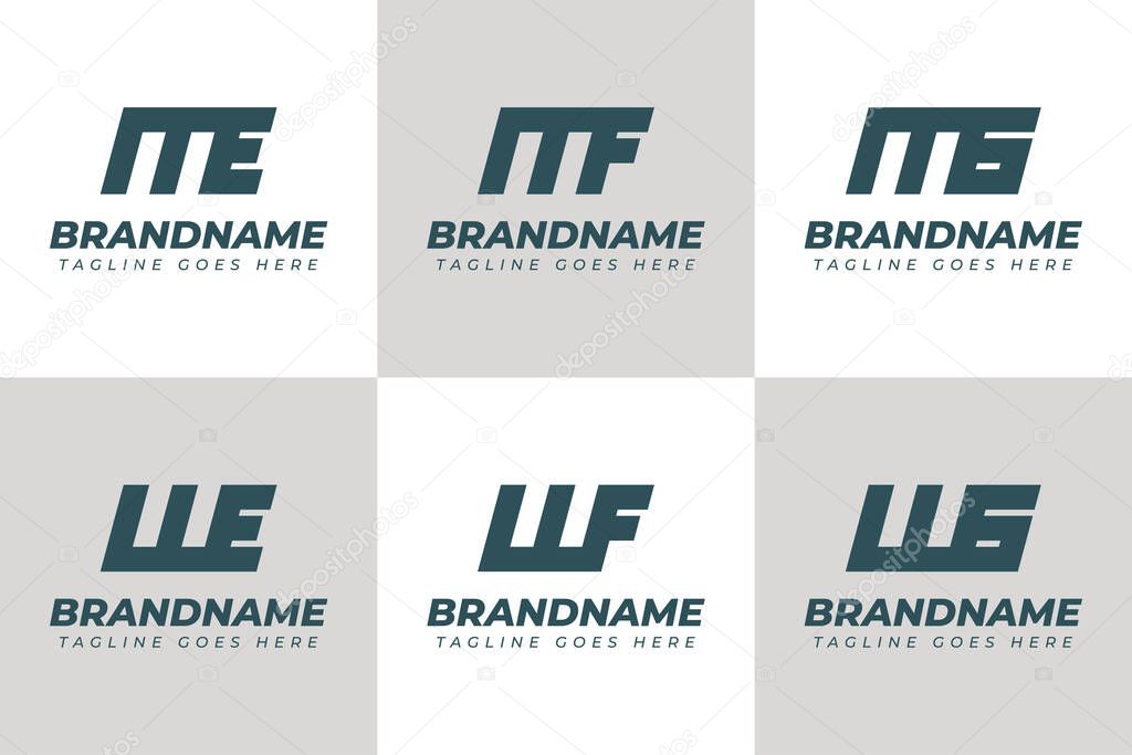 Letters ME MF MG WE WF WG Monogram Logo Set, suitable for EM FM GM EW FW GW initials