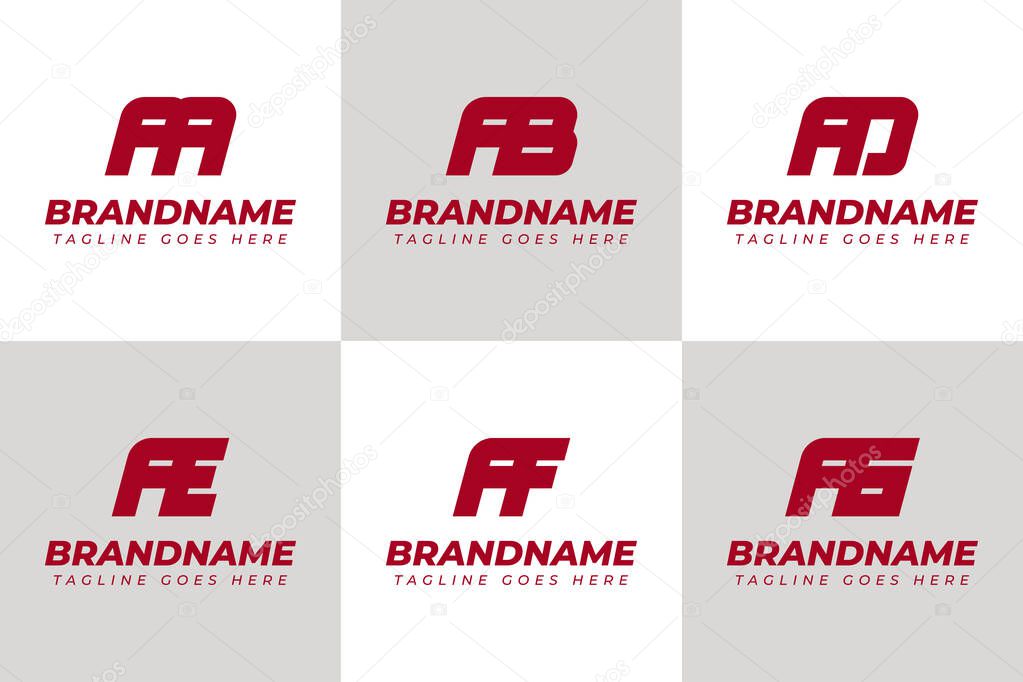 Letters AA AB AD AE AF AG Monogram Logo Set, suitable for AA BA DA EA FA GA initials
