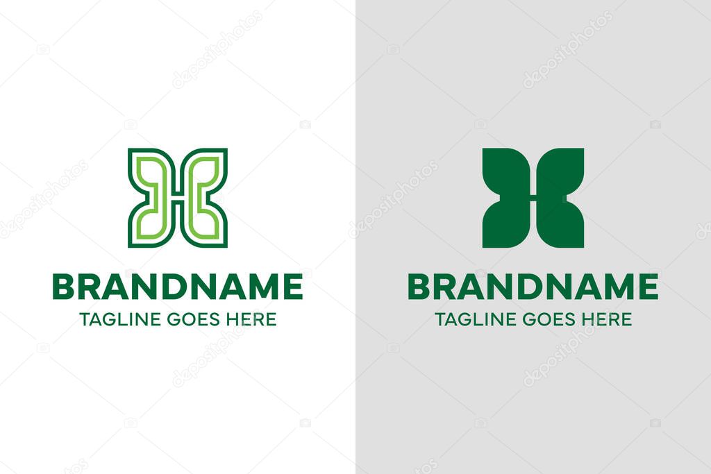 Letter H Nature Logo Set, symbolizing growth, freshness, and sustainability