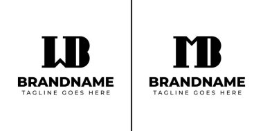 MB ve WB Monogram Logo Set harfleri, MB BM WB BW baş harfleri ile herhangi bir iş için uygundur