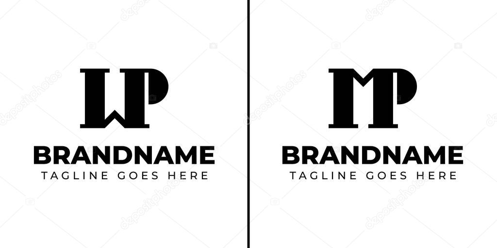 Letters MP and WP Monogram Logo Set, suitable for any business with MP PM WP PW initials