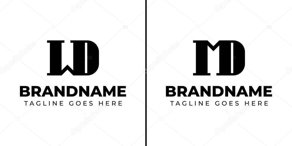 Letters MD and WD Monogram Logo Set, suitable for any business with MD DM WD DW initials
