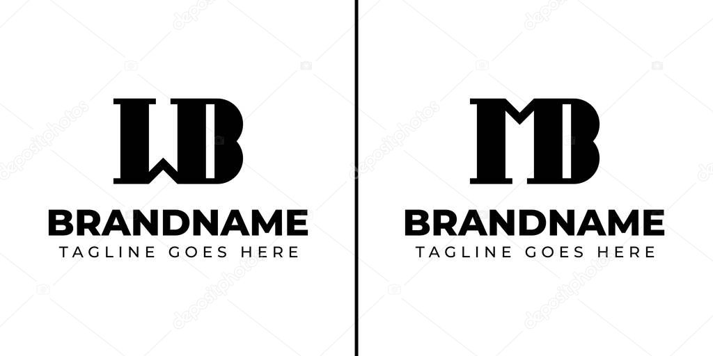 Letters MB and WB Monogram Logo Set, suitable for any business with MB BM WB BW initials