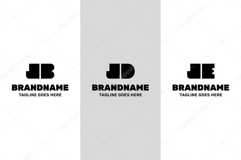 Letters JB JD JE Bold Monogram Logo, symbolizing strength and professionalism for BJ DJ EJ Initials