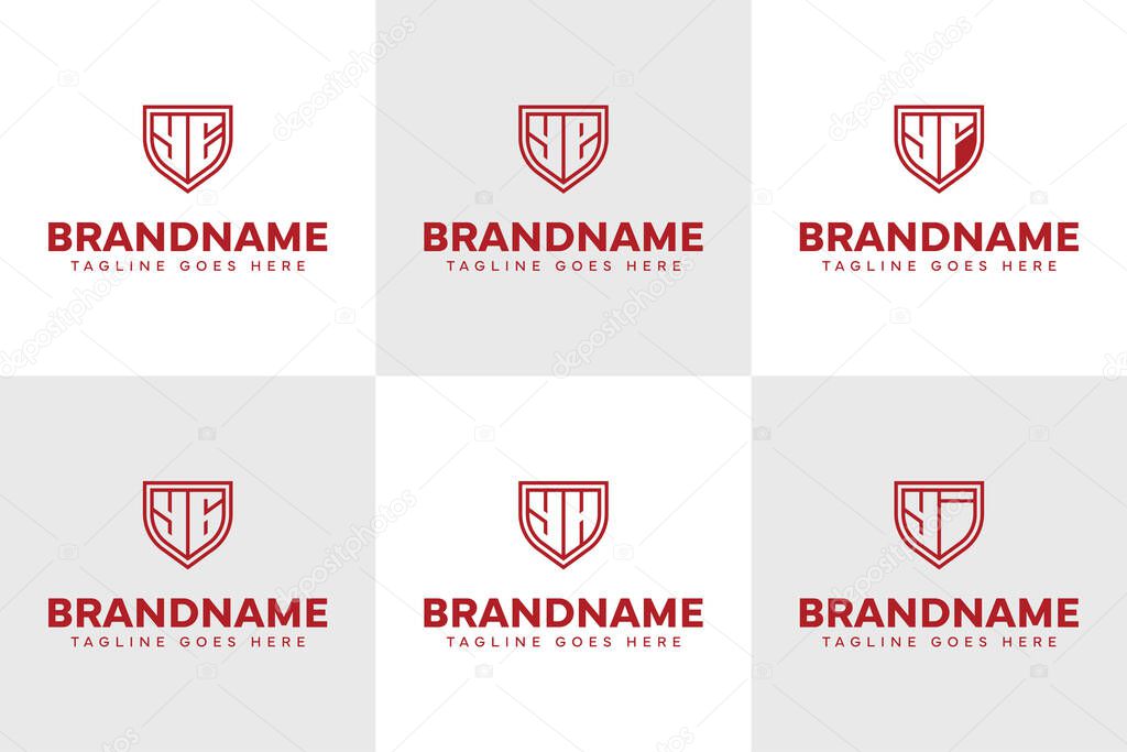 Letters YE YF YG YH YI Shield Line Logo Set, for EY FY GY HY IY Initials