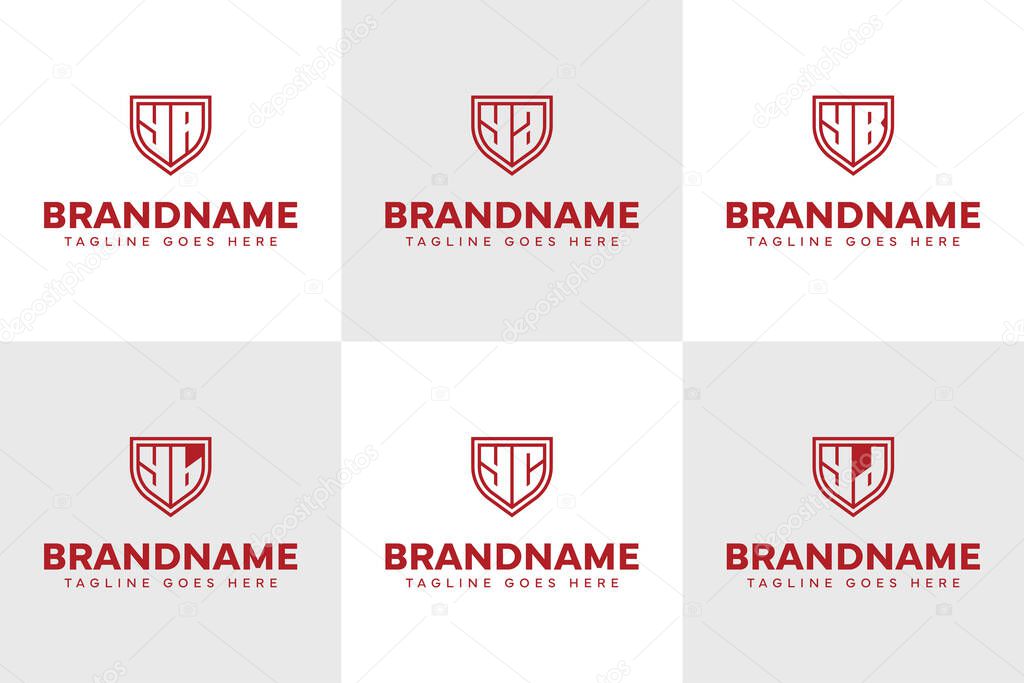 Letters YA YB YC YD Shield Line Logo Set, for AY BY CY DY Initials