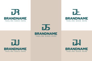 JR JS JT JU JW Logo Monogram Set, RJ TJ TJ WJ baş harfleri