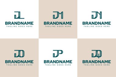 JL JM JN JO JP JQ Logo Monogram Set, LJ MJ OJ OJ baş harfleri