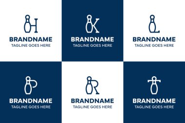 H K L P R T Pin Bowling Logosu Set, odak, enerji ve rekabeti simgeliyor