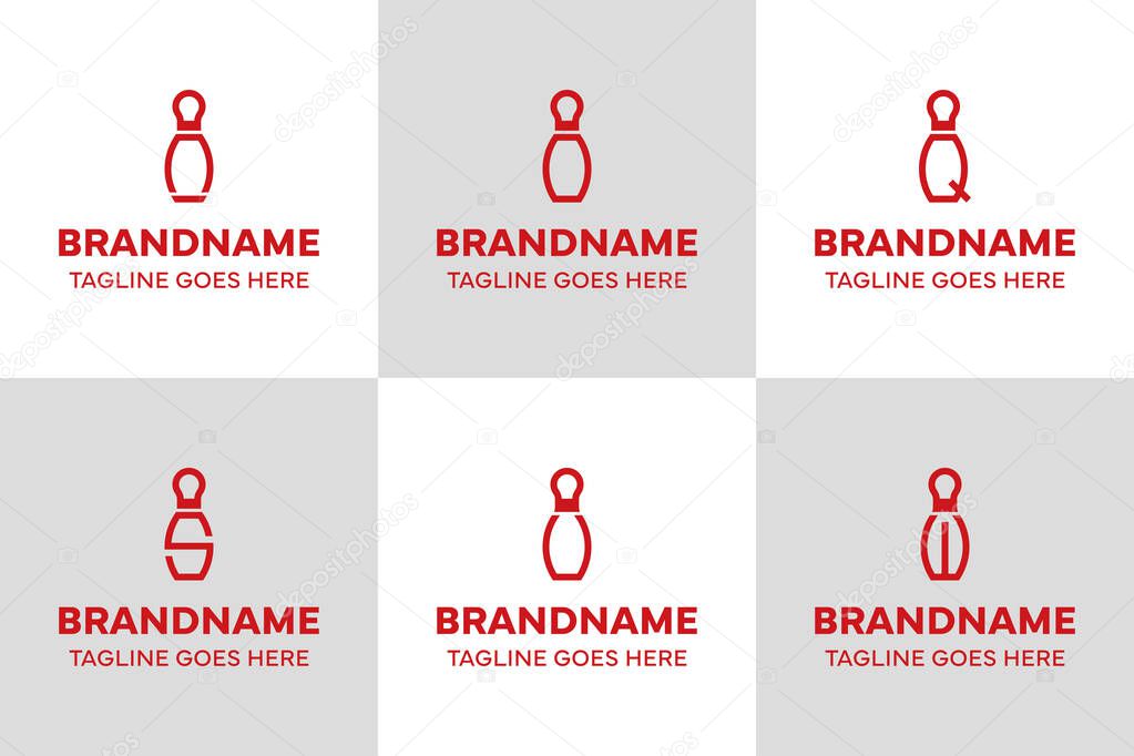 Letter N O Q S U W Bowling Pin Logo Set, symbolizing precision, energy, and teamwork
