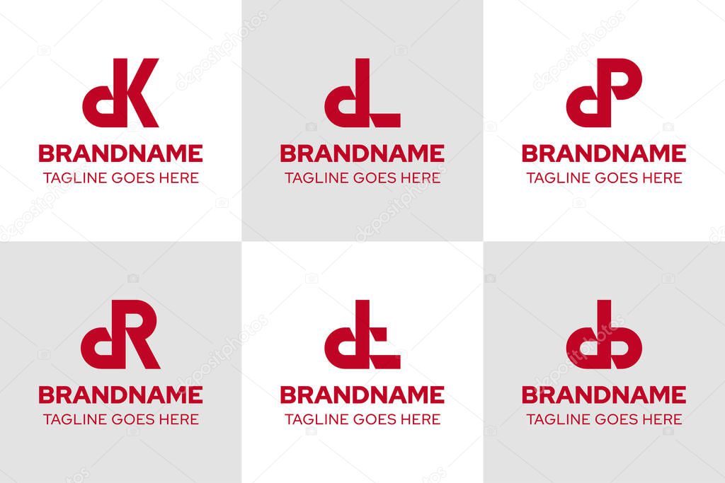 Letters dK dL dP dR dt db Monogram Logo Set, for Kd Ld Pd Rd td bd Initials
