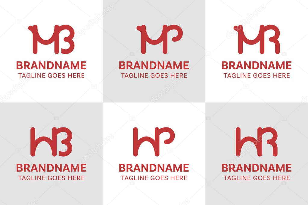 Letters MB WB MP WP MR WR Elegant Logo, for BM BW PM PW RM RW Initials