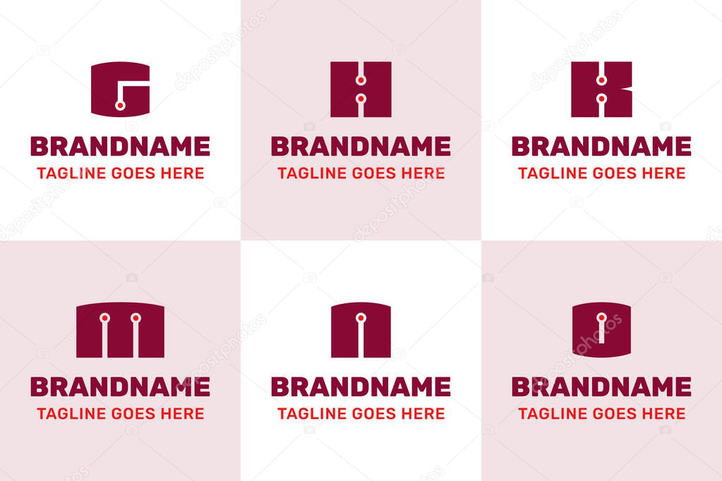 Letter G H K M N O Technology Bold Logo Set, symbolizing innovation, precision, and modern digital identity