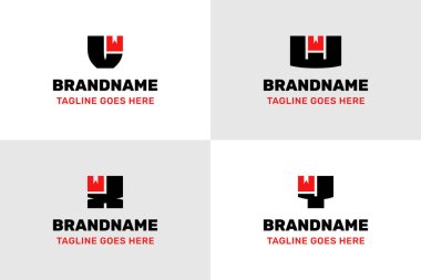 V W X Y Paketleme Logosu Set, yapıyı, güvenilirliği ve modern marka kimliğini simgeliyor