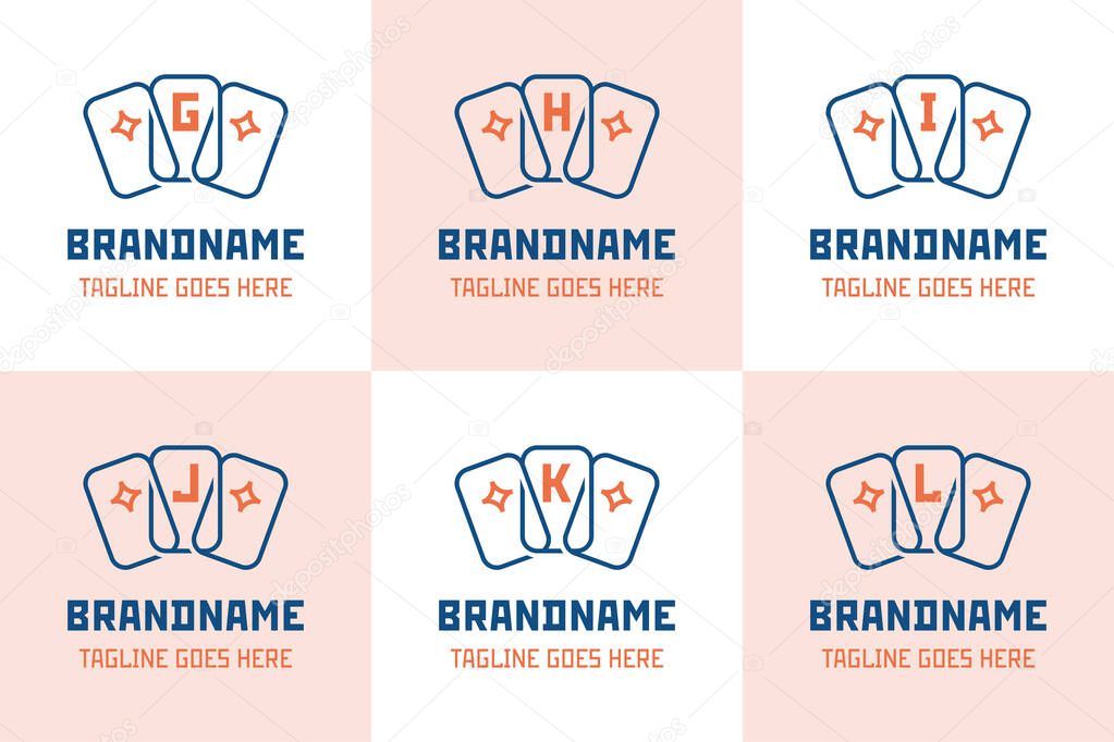 Letter G H I J K L Trading Card Logo Set, symbolizing creativity, strategy, and premium entertainment