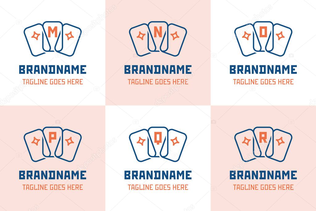 Letter M N O P Q R Trading Card Logo Set, symbolizing creativity, strategy, and premium entertainment