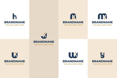 HH KH LH LH MH NH Baş harfleri için HK JK NK MK UK WK YK Monogram Logo Set