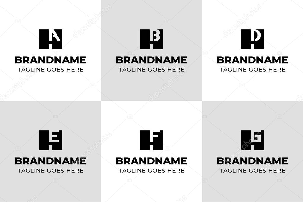 Letters HA HB HD HE HF HG Monogram Logo, for AH BH DH EH FH GH Initials