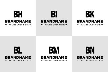 Harfler BH BI BL BM BN Star Logo Set, özlemleri, mükemmelliği ve modern kimliği simgeliyor