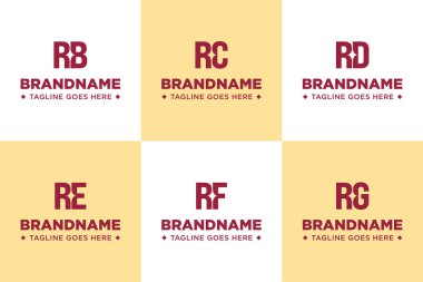 Harfler RB RC RD RE RF Star Logo Set, özlemleri, mükemmelliği ve modern kimliği simgeliyor