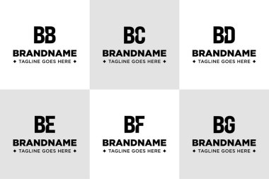 Harfler BB BC BD BE BF Star Logo Set, özlemleri, mükemmelliği ve modern kimliği sembolize eder