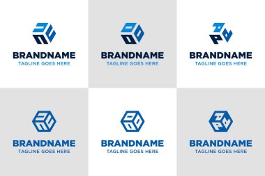 Harfler NNNN OOO PPP Hexagon Logo Kümesi, yapıyı, dengeyi ve geometrik modernliği sembolize eder