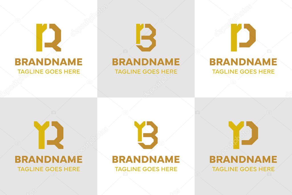 Letters RR YR RB YB RP YP Monogram Logo Set, for RR R YR RY RB BR RB BR RP PR YP PY initials