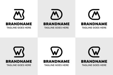 Harfler MB MD MG WB WD WD WC Monoline Logo, BM DM GM BW DW