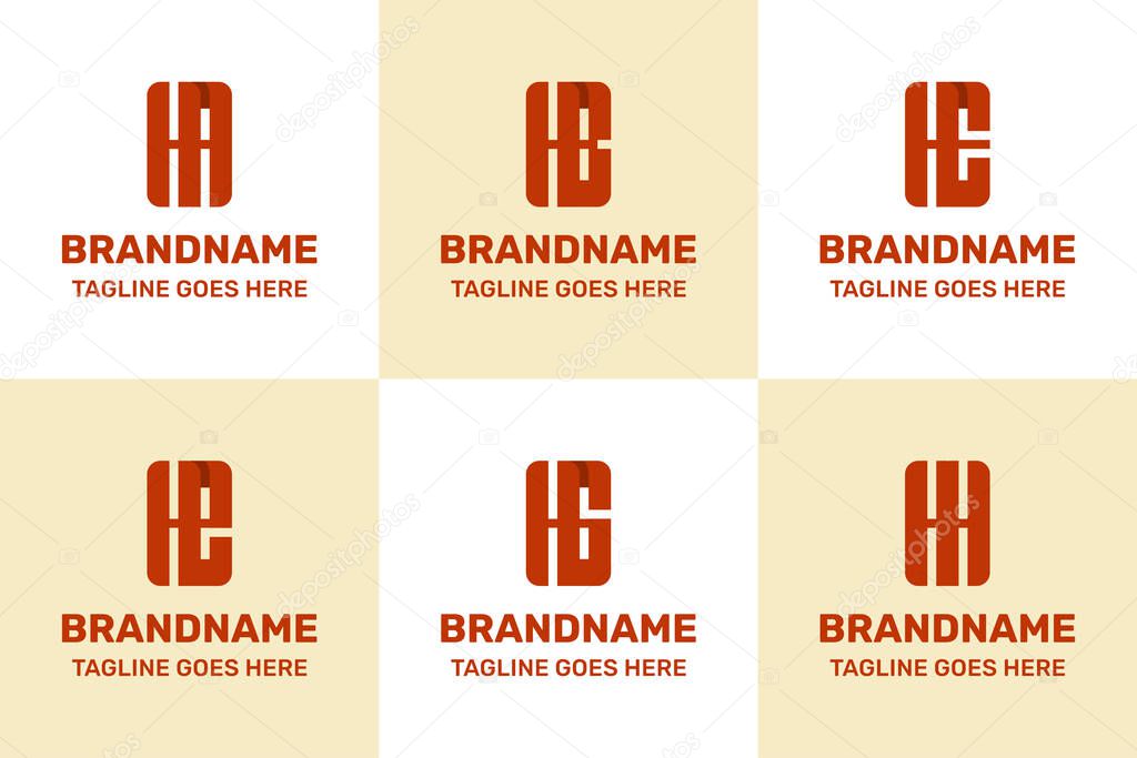 Letters HA HB HE HG HH Monogram Logo Set, great for AH BH EH GH HH Initials