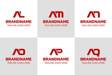 ALAM AN AO AP AQ Monogram Logo Set, LA MA NA OA PA Baş harfleri için harika