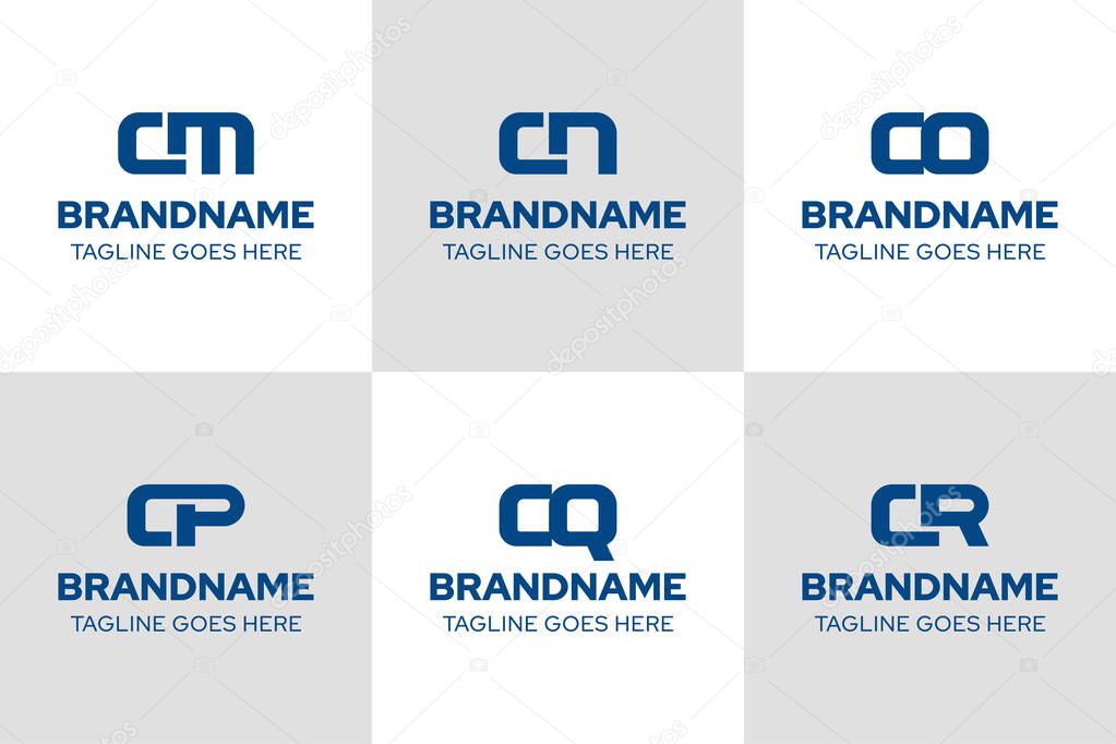 Letters CM CN CO CP CQ CR Monogram Logo Set, great for MC NC OC PC QC RC Initials