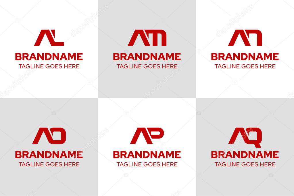 Letters AL AM AN AO AP AQ Monogram Logo Set, great for LA MA NA OA PA QA Initials