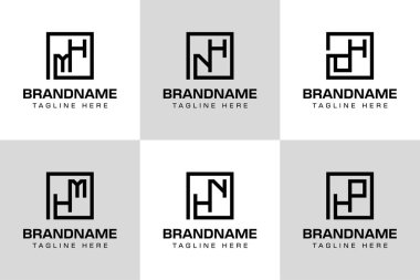 Harfler HM MH HN HO OH Monogram Logo Seti, her iş için uygundur