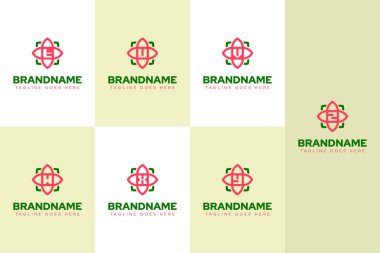 T U V W X Y Z Çiçek Logosu Kümesi, büyümeyi, zarafeti ve doğal uyumu simgeliyor.